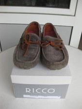 Mokassins Ricco Made in Italy Herren Slipper Unisex Schuhe taupe Wildleder Gr.43
