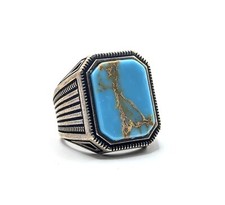Massiver & Großer Vintage Türkis Schmuckstein Ring 925 Silber RW 58 Art.-Nr:1898