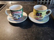 2 Tassen im Retrolook mit Unterteller ca. 250 ml