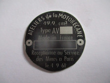 Typenschild rundes Schild Motobecane AV Moped Mofa Oldtimer S78 s95
