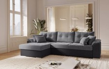 Dover Ecksofa L-Form mit Schlaffunktion - Bettkasten - Kissen mit Reißverschluss