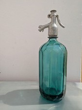 Antiker Syphon Wasserflasche blaues Glas Rumänien 