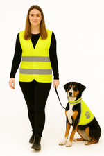 Hundewarnweste bedruckte Warnweste für Hund &Halter Mantrailing Hund im Training