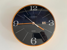 Vintage 70er Orange SIEMENS Electronic Wanduhr Küchenuhr Datum Memphis Postmoder