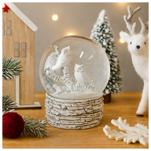 Schneekugel eulen dekofigur - schneekugel,