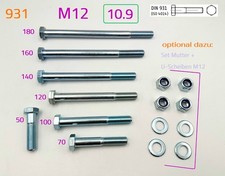 10 St. M12x110 DIN 931 10.9 Sechskantschraube mit Schaft verzinkt ISO 4014