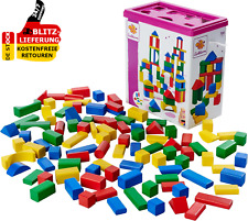 Eichhorn 100 Bunte Holzbausteine Mit Kordel Box & Sortierdeckel Für Kinder Ab 1+