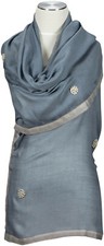 Cashmere Seide Schal Grau Silber Perlen bestickt, scarf stole grey pearls silver