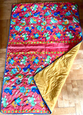 Babydecke gefüttert Steppdecke Krabbeldecke Dederon Baby Decke 1970er Jahre /P10