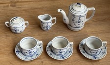 Porzellan Teeservice Blau Weiß Krone N – Mini Tassen 5,5 cm Strohblume