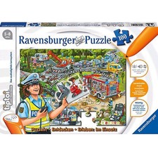 Ravensburger Puzzle tiptoi - Im Einsatz 100 Teile, Polizei, Feuerwehr 5-8 Jahre