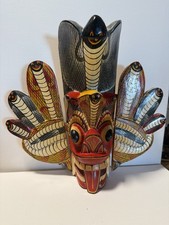 Handgeschnitzte Kobra-Maske aus Sri Lanka – farbenfroh & exotisch – Wanddeko