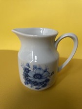 Milchkännchen blau weiß Blumen Retro 