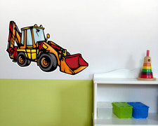 Buntes Baggerlader Wandtattoo