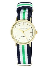 Armbanduhr Damen Leonardo Verrelli analog quarz Textil blau weiß grün