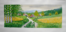 Original Aquarell Gemälde Malerei Landschaft Dörflich Signiert
