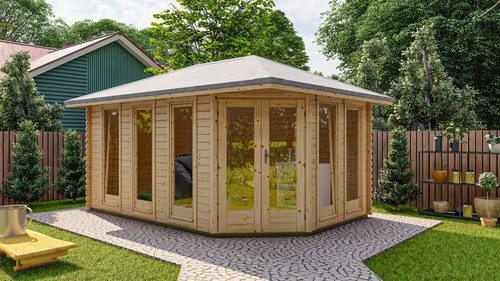 Eck gartenhaus holz 5x3m - 5,