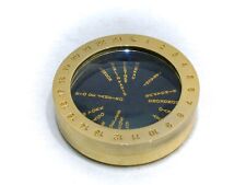 *2 in 1* - Manuell Weltzeituhr & Lupe Messing 230g Ø 6,6cm Glas Top Zustand!