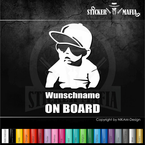 Aufkleber wunschname board - aufkleber, on