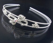 Haarreif Diadem Haarschmuck Kopfschmuck Schleife silber Kommunion Mädchen H1213