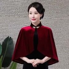 Elegante Damen Samt Schal Mantel Bestickt Capelet Shrug Bolero Strickjacke Party