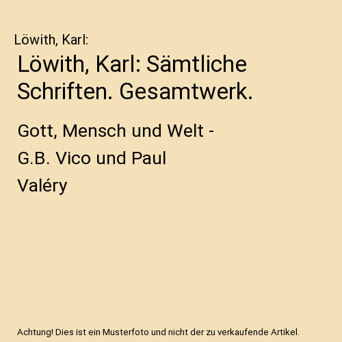 Löwith karl sämtliche - löwith,, karl: