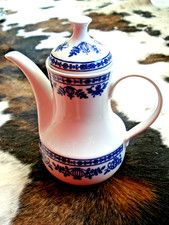 Porzellan KAHLA Kaffeekanne Sinfonie Zwiebelmuster Kobaltunterglasur DDR Vintage