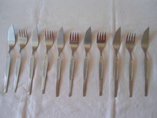 Fischbesteck  Knopfmuster   10 Teile 5 Personen Edelstahl