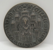 22436/ Stadtsiegel Hildesheim alter Abguss Bronze  Ø 81 mm Briefbeschwerer