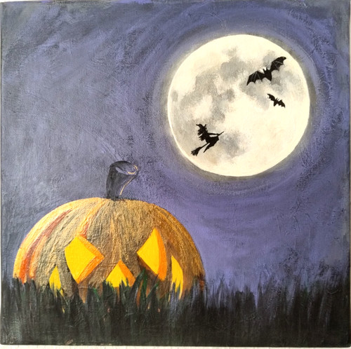 Acrylbild halloween kürbis - acrylbild,