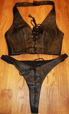 Lederset Lederdessous Lederstring Lederbustier Lederslip Fetisch sexy Domina NEU