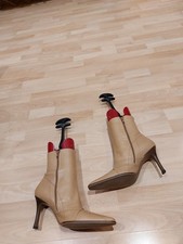 Buffalo London Stiefelette Größe 40 Beige/Hellbraun Echtes Leder 9cm Absatz