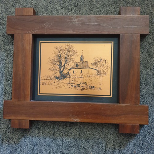 Kupferstich mit holzrahmen - mit,