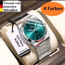 Poedagar Quarz Modell 930 Uhr Herren Datumsanzeige Edelstahl Leicht Unisex Top