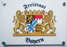 Freistaat BAYERN - Deko Blechschild ca. A4 mit V2A Wandbefestigung