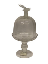 Glashaube Glasglocke Käseglocke Tortenplatte auf Ständer  Hirsch