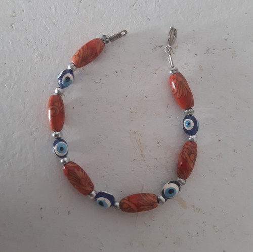 Armband rote keramik - armband, blaue