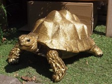 Schildkröte Deko Figur groß 32cm gold glänzend Deko  Polyester NEUheit