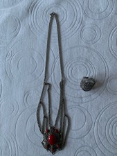 Trachtenschmuck, Kette und Tuchring,