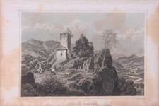 Schloss Hornberg Original-Stahlstich von E. Höfer um 1840