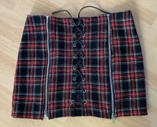 TRIPP KARIERTER KARO TARTAN SCHOTTEN MINI ROCK SKIRT SCHNÜRUNG ZIPPER S RAR PUNK