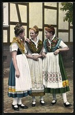 Ansichtskarte Hessenmädchen in Tracht 