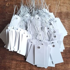 250 x Hängeetiketten 30x60mm Metallöse Etiketten Kunststoff Weiß Draht Pflanzen