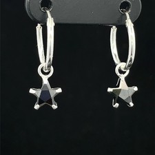 CREOLEN MIT ANHÄNGER AUS 925/- SILBER MIT ZIRKONIA SCHWARZ  SCHMUCKJAGD