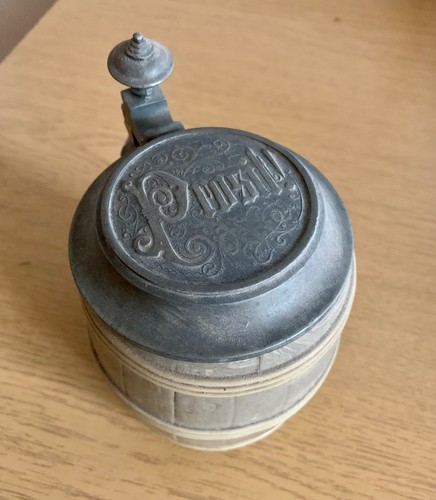 Alter bierkrug mit zinndeckel - mit,