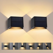 Solar Wandlampe Cube Würfel LED Wand Leuchte Lampe Up Down für Außen Wasserdicht