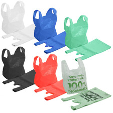 Kunststoff Weste Tragetaschen Supermarkt Einkaufsstände weiß blau rot grün schwarz