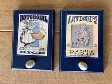 Deko Retro Shabby Küche Holz Schild Haken Blau Handtuchhalter