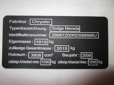 Typenschild  Anhänger KFZ