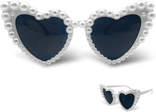 Herz Sonnenbrille Weiß Perlen